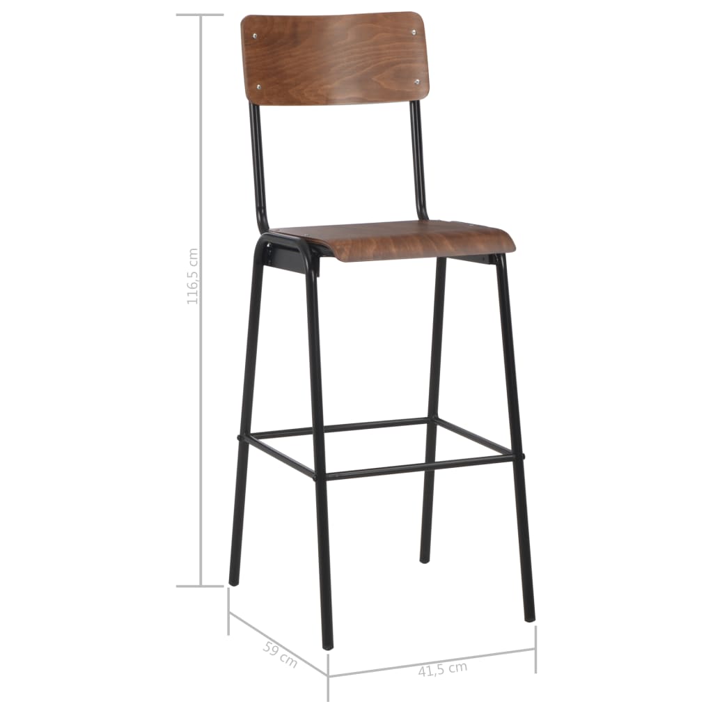 Bar Chairs 6 pcs Solid Plywood Steel